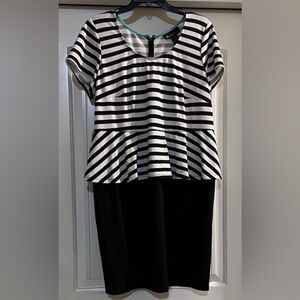 Lane Bryant Black and White Striped Midi Dress